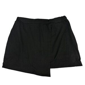 Black Asymmetrical Skirt Womens XL Polyester Spandex Blend Solid High-Waist